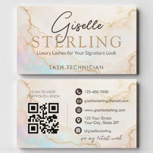 Carte De Visite Code QR de la technicienne de cils Opal Stone