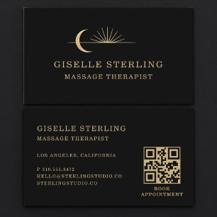 Carte De Visite Code QR de la thérapeute en massage céleste Or Noi