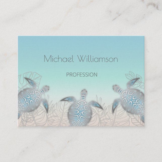 Carte De Visite Code QR de la tortue marine argentée (Devant)