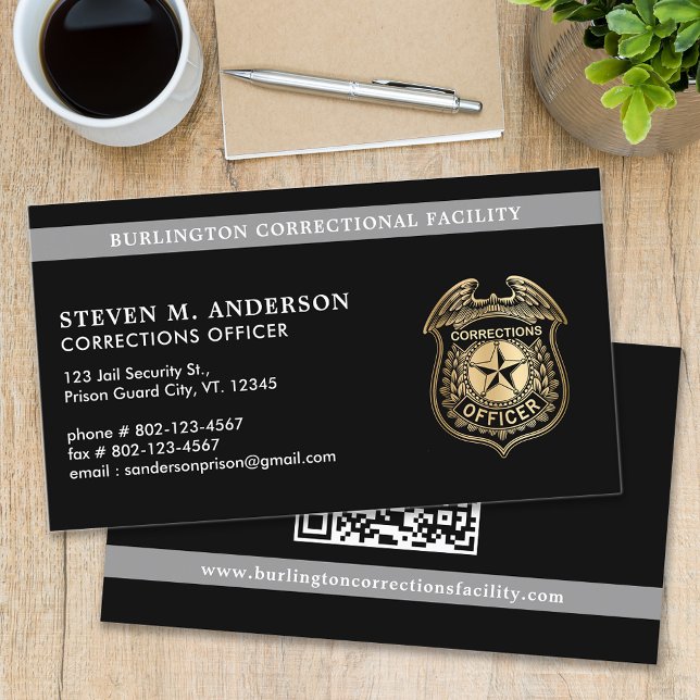 Carte De Visite Code QR de l'agent de police correctionnel personn (Créateur téléchargé)