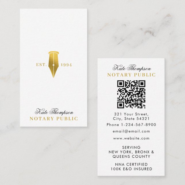 Carte De Visite Code QR de l'agent de signature de notaire de clas (Devant / Derrière)
