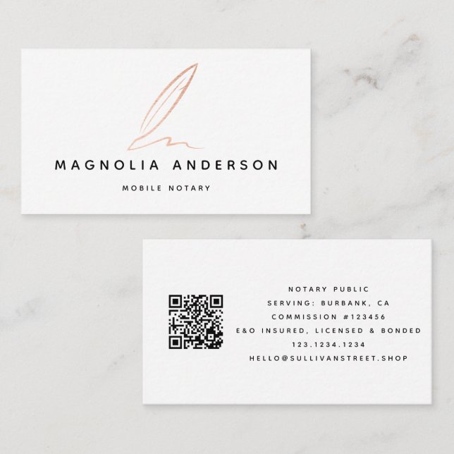 Carte De Visite Code QR de l'agent de signature publique notaire R (Devant / Derrière)