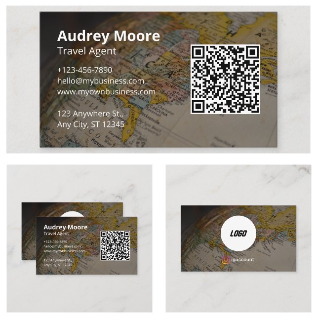 Carte De Visite Code QR de l'agent de voyage (Travel Agent QR Code Business Cards)