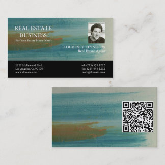 Carte De Visite Code QR de l'agent immobilier d'art abstrait de Sa