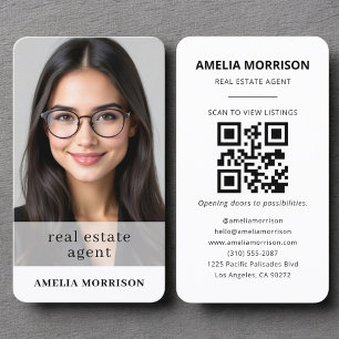 Carte De Visite Code QR de l'agent immobilier Photo Professionnel