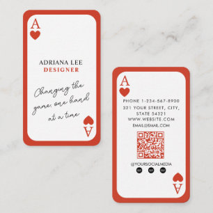 Carte De Visite Code QR de l'agent immobilier Unique As de Cœur Mo