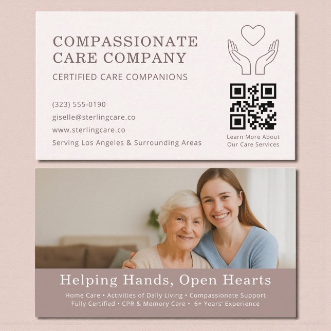Carte De Visite Code QR de l'aide professionnelle aux seniors  (Créateur téléchargé)