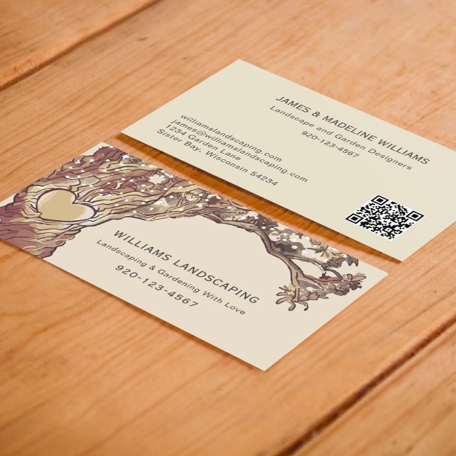 Carte De Visite Code QR de l'arbre de jardinage paysager (Créateur téléchargé)