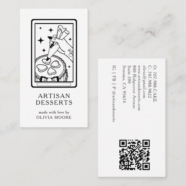 Carte De Visite Code QR de l'artisan boulanger pâtissier traiteur  (Devant / Derrière)