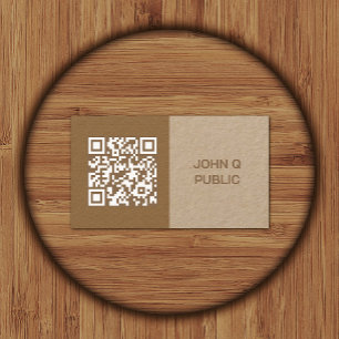 Carte De Visite Code QR de l'artisanat moderne Brown