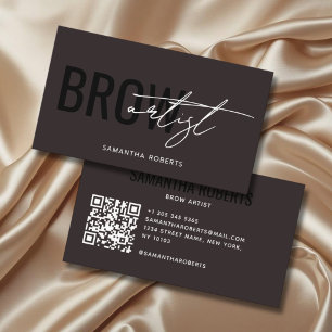 Carte De Visite Code QR de l'artiste de sourcils moderne brun fonc