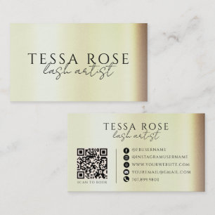 Carte De Visite Code QR de l'artiste en cils or élégant