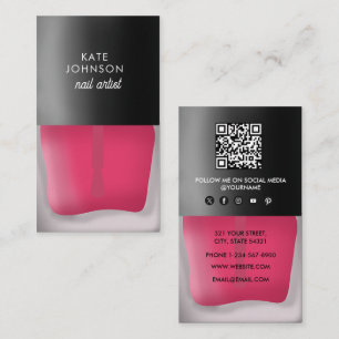 Carte De Visite Code QR de l'artiste en ongles Manucure Pédicure B