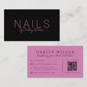 Carte De Visite Code QR de l'artiste en ongles Rouge Violet