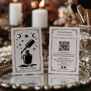 Carte De Visite Code QR de l'artiste en ongles Tarot Céleste Rétro