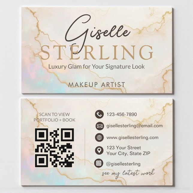 Carte De Visite Code QR de l'artiste maquilleuse Opal Stone (Créateur téléchargé)
