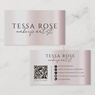 Carte De Visite Code QR de l'artiste maquilleuse Rose Blush