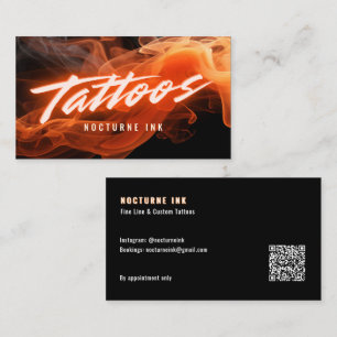 Carte De Visite Code QR de l'artiste tatoueur Orange Neon & Smoke
