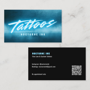 Carte De Visite Code QR de l'artiste tatoueur Purple Neon & Smoke