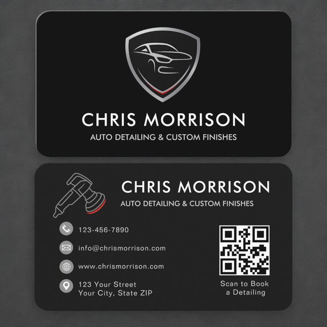 Carte De Visite Code QR de lavage de voiture de detailing automobi (Créateur téléchargé)