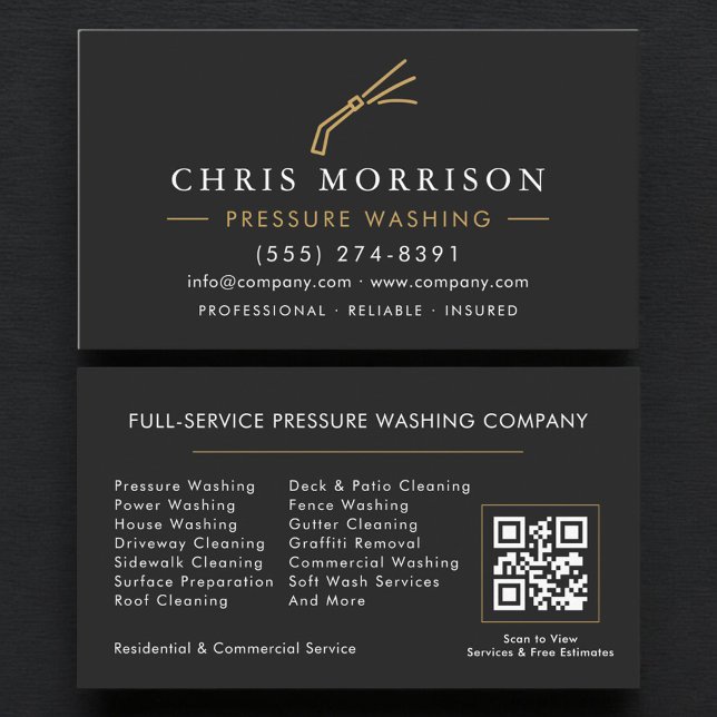 Carte De Visite Code QR de lavage sous pression professionnel  (Créateur téléchargé)