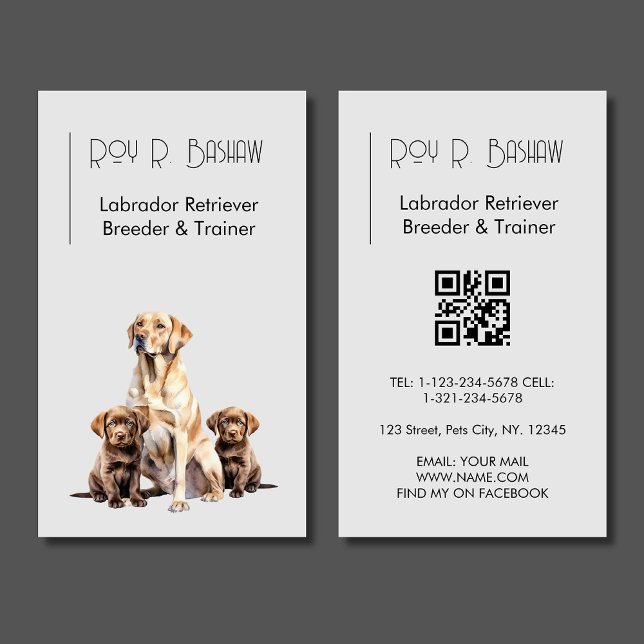 Carte De Visite Code QR de l'éleveur de chiens - Labrador Retrieve (Créateur téléchargé)
