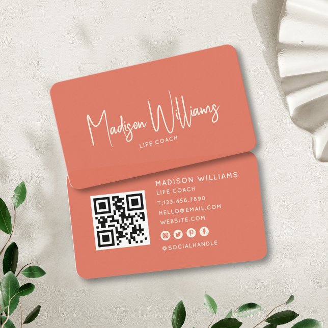 Carte De Visite Code QR de l'entraîneur à vie minimale moderne | T (Créateur téléchargé)
