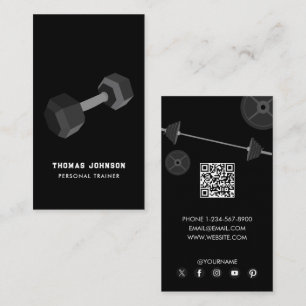 Carte De Visite Code QR de l'entraîneur personnel Fitness Dumbbell