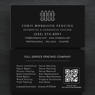 Carte De Visite Code QR de l'entrepreneur de clôture de clôture