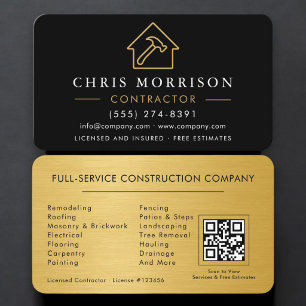 Carte De Visite Code QR de l'entrepreneur en bâtiment métallique