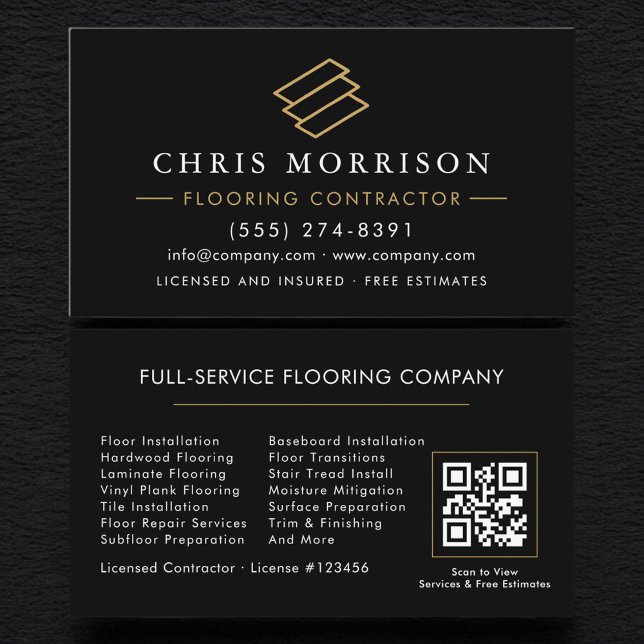 Carte De Visite Code QR de l'entrepreneur en parquet professionnel (Créateur téléchargé)