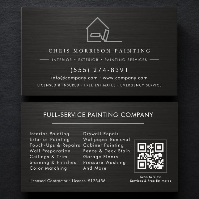Carte De Visite Code QR de l'entrepreneur en peinture (Créateur téléchargé)