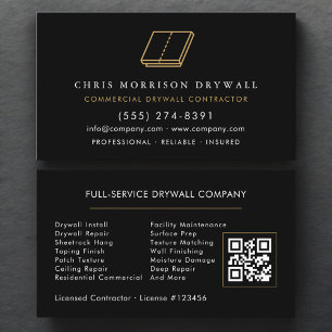 Carte De Visite Code QR de l'entrepreneur en plaques de plâtre pro