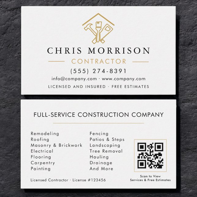 Carte De Visite Code QR de l'entrepreneur en réparations de maison (Créateur téléchargé)