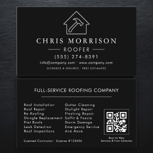 Carte De Visite Code QR de l'entrepreneur en toiture