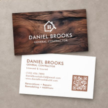Code QR de l'entrepreneur général en bois rustique