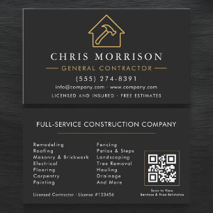 Carte De Visite Code QR de l'entrepreneur général professionnel