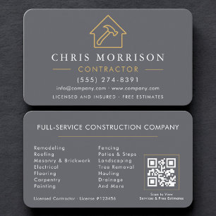 Carte De Visite Code QR de l'entrepreneur professionnel Gray & con