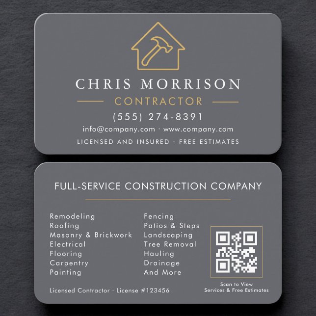 Carte De Visite Code QR de l'entrepreneur professionnel Gray & con (Créateur téléchargé)