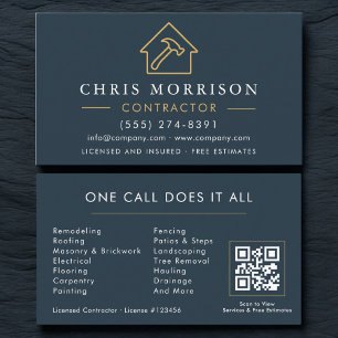 Carte De Visite Code QR de l'entreprise de construction
