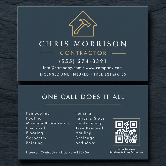 Carte De Visite Code QR de l'entreprise de construction (Créateur téléchargé)