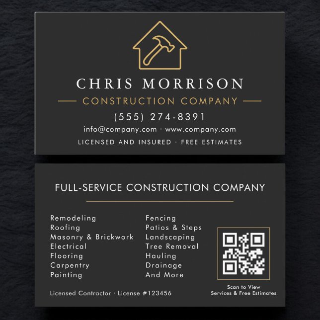 Carte De Visite Code QR de l'entreprise de construction  (Créateur téléchargé)
