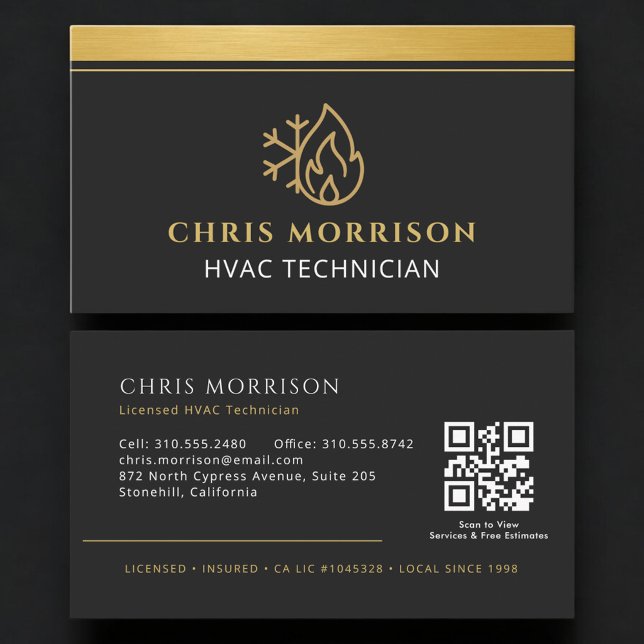 Carte De Visite Code QR de l'entreprise de CVC professionnelle (Créateur téléchargé)