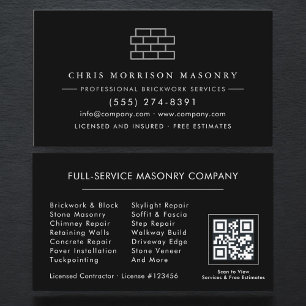 Carte De Visite Code QR de l'entreprise de maçonnerie de briques M
