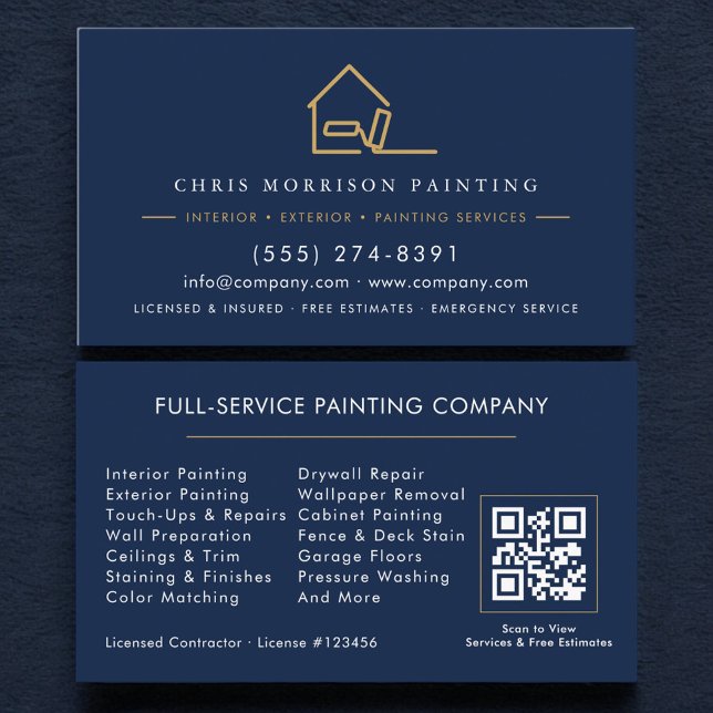 Carte De Visite Code QR de l'entreprise de peinture Professionnell (Créateur téléchargé)