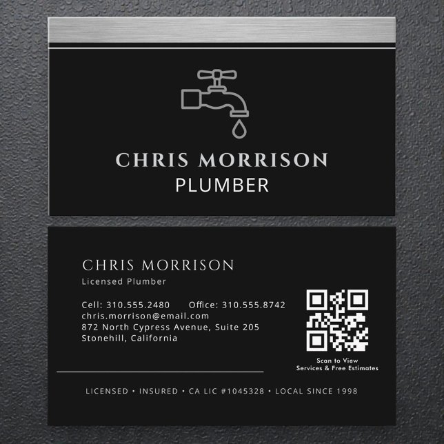 Carte De Visite Code QR de l'entreprise de plomberie (Créateur téléchargé)