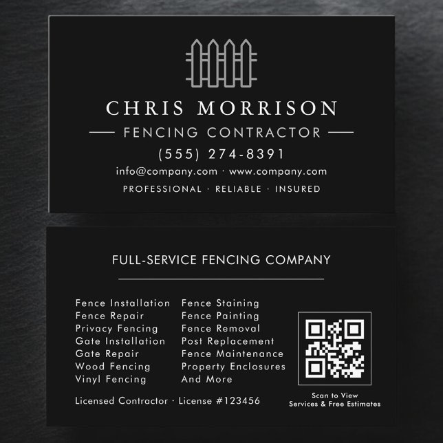 Carte De Visite Code QR de l'entreprise de services de clôture (Créateur téléchargé)
