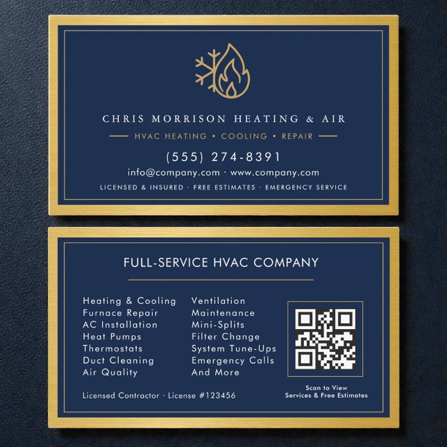 Carte De Visite Code QR de l'entreprise de techniciens CVC  (Créateur téléchargé)
