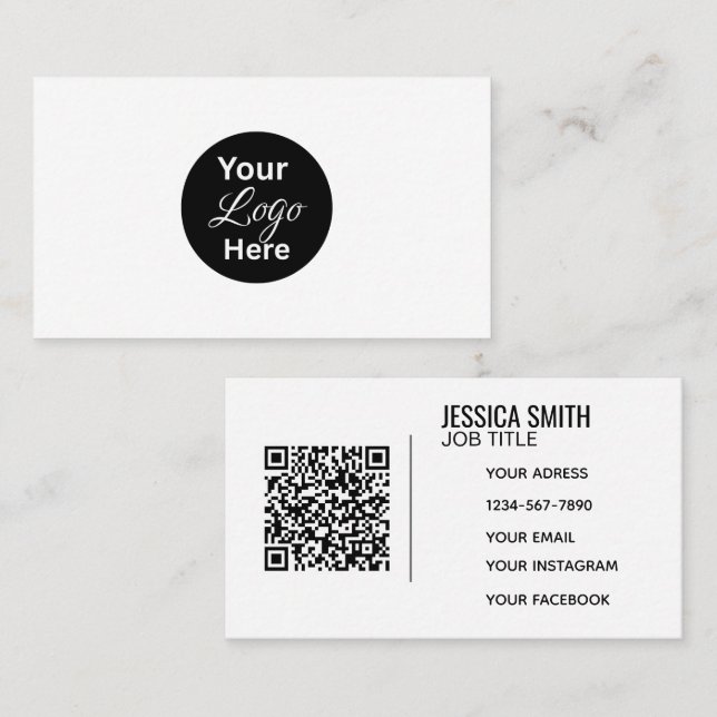 Carte De Visite Code QR de l'entreprise professionnelle minimalist (Devant / Derrière)