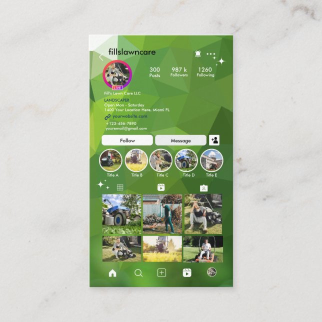 Carte De Visite Code QR de l'entretien de pelouse et d'aménagement (Devant)